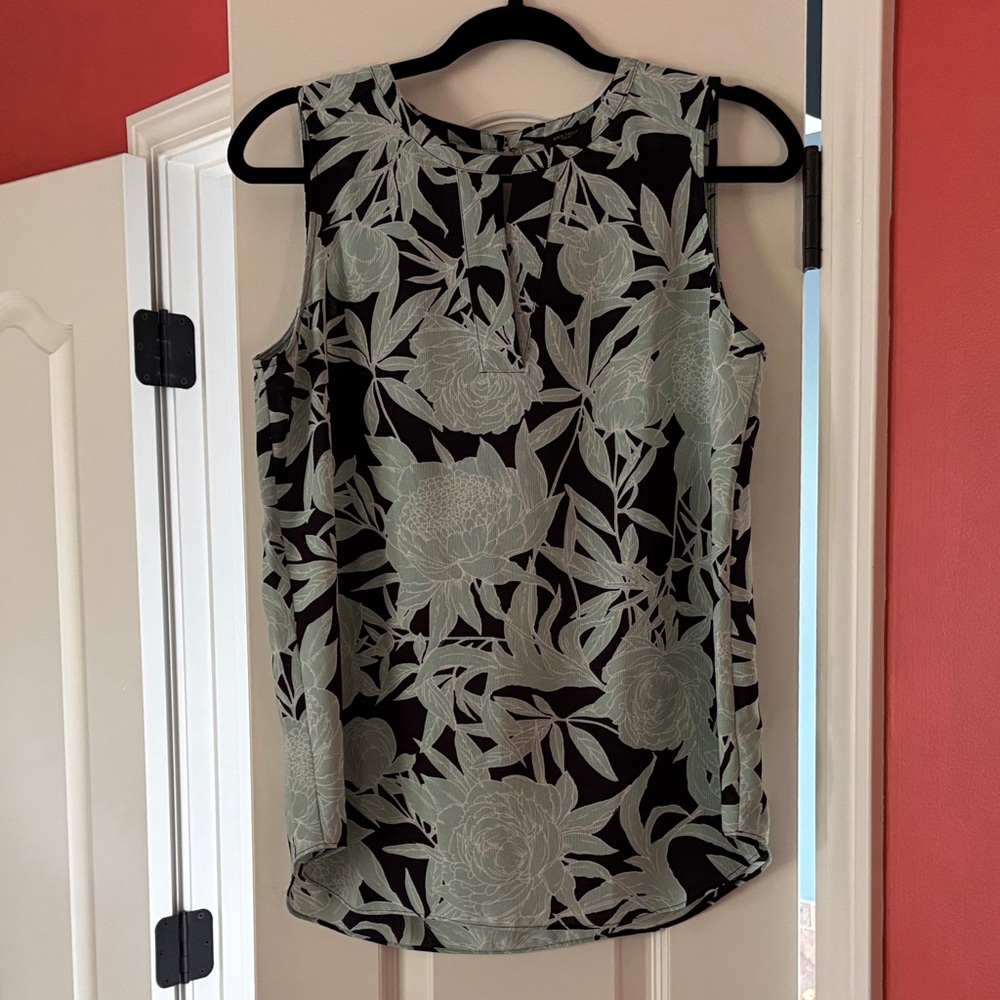 Ann Taylor Blue and Green Floral Blouse
